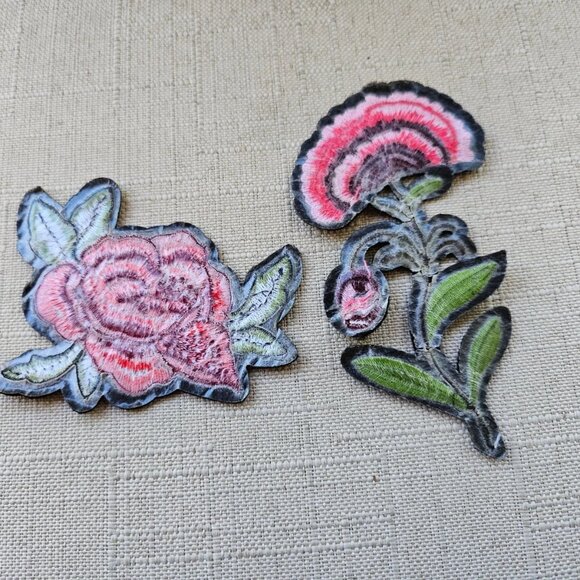 Iron On Patches Embroidery Floral Multi Colot Applique Patches Lot of 2 - Picture 2 of 8